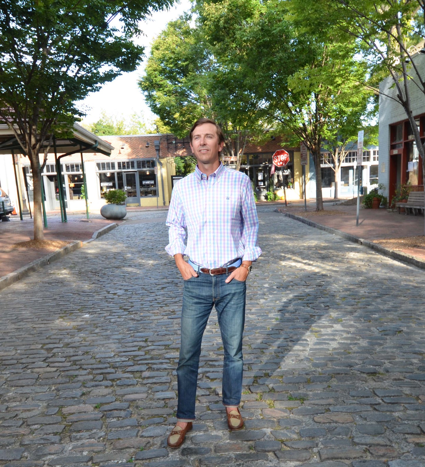 Islander Button Down - Lavender/Bell