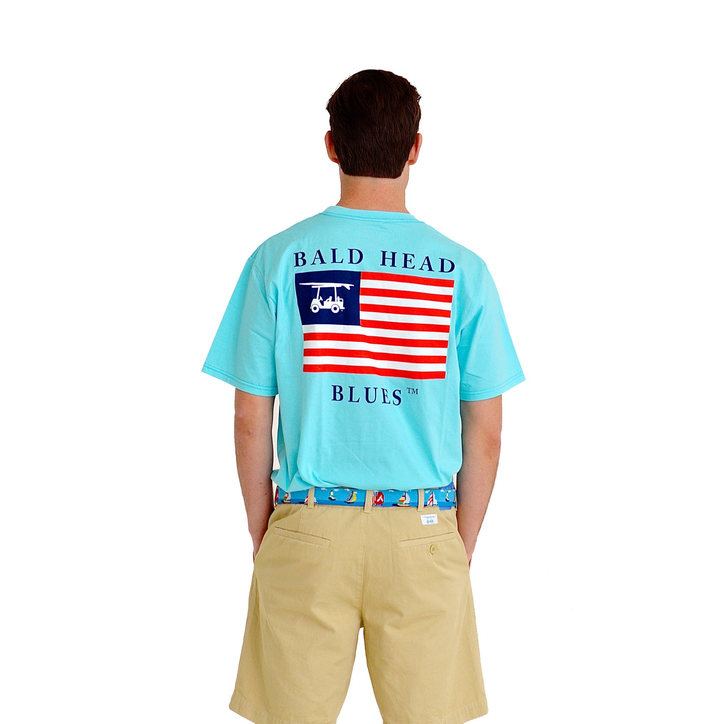 Island Tee - Short Sleeve USA Flag - Aqua