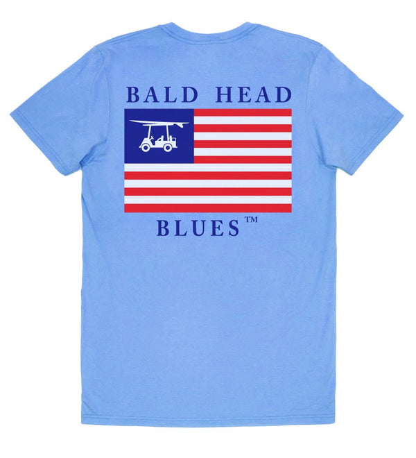Island Tee - Short Sleeve USA Flag - Azure Blue