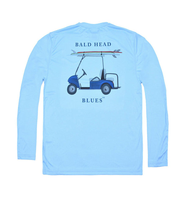 Youth Performance Long Sleeve Golf Cart T-Shirt - Columbian Blue