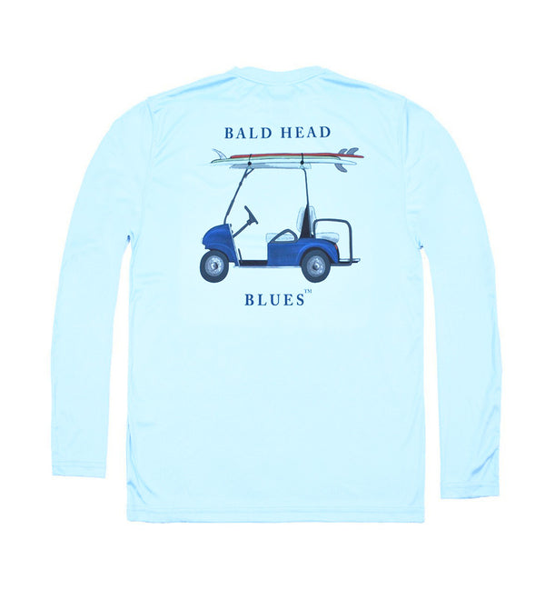 Youth Performance Long Sleeve Golf Cart T-Shirt - Arctic Blue