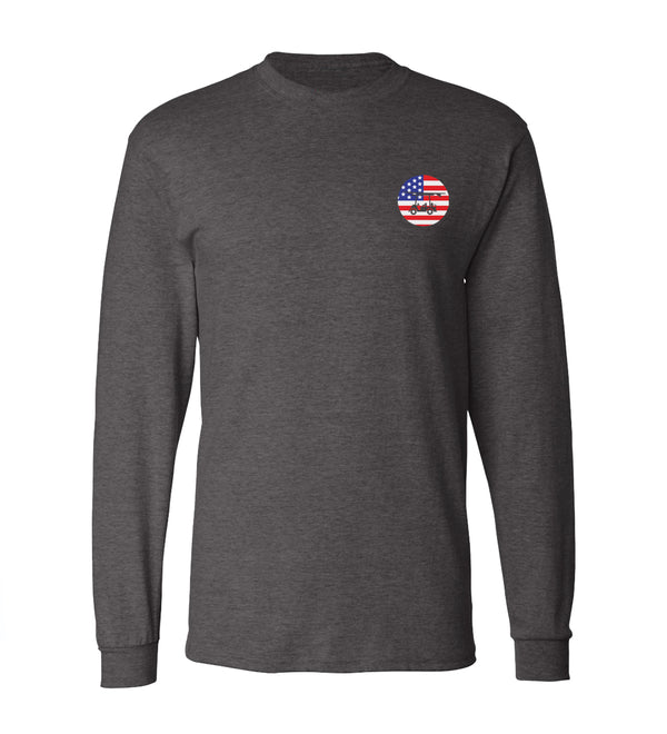 Island Tee - Long Sleeve USA Circle - Heather Charcoal