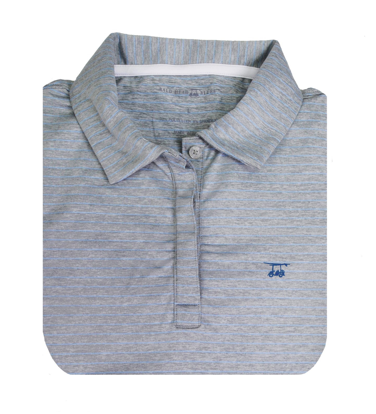 Ladies Albatross Polo - Heather Pearl Grey w/ Regatta Pinstripes