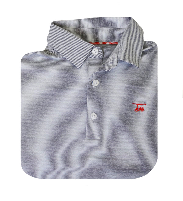 Albatross Polo - Heather Medieval/White Microstripes