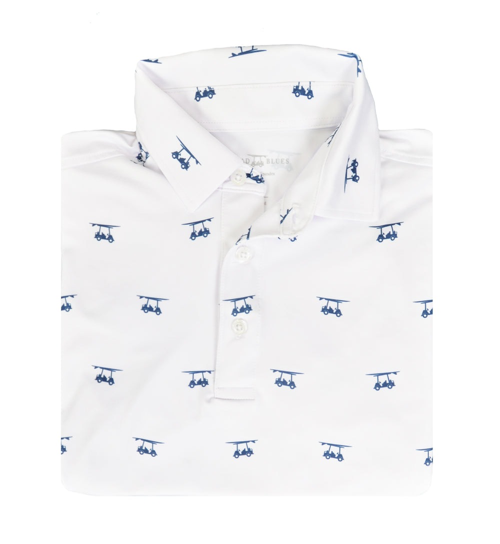 Albatross Polo - White with Golf Carts