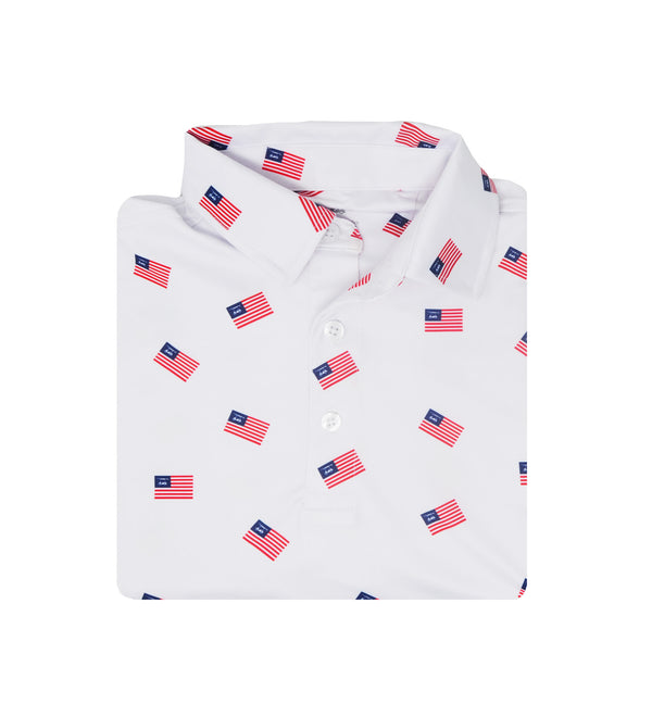 Albatross Youth Polo - White USA Flag